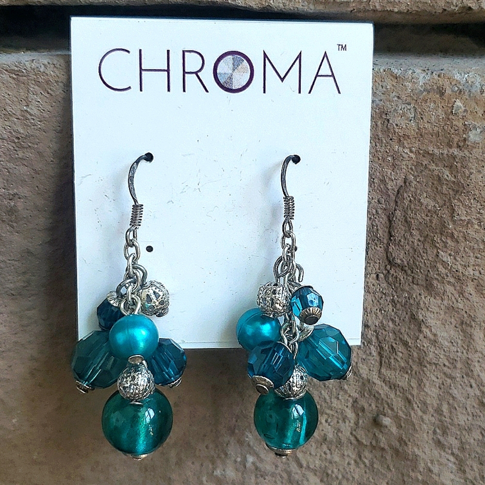 Chrom beaded dangle earrings